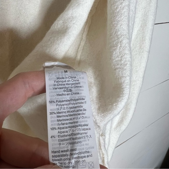 MADEWELL Cozy Short Walking Cardigan Antique Cream Wool-Alpaca Sweater - Picture 9 of 10